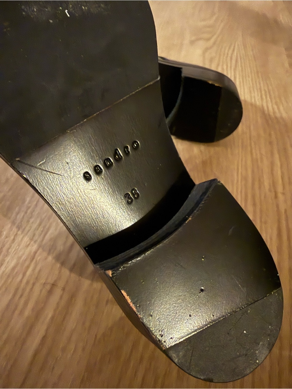 Sandro Black Leather Flats with Gold-Tone Hardware - Picture 12 of 12